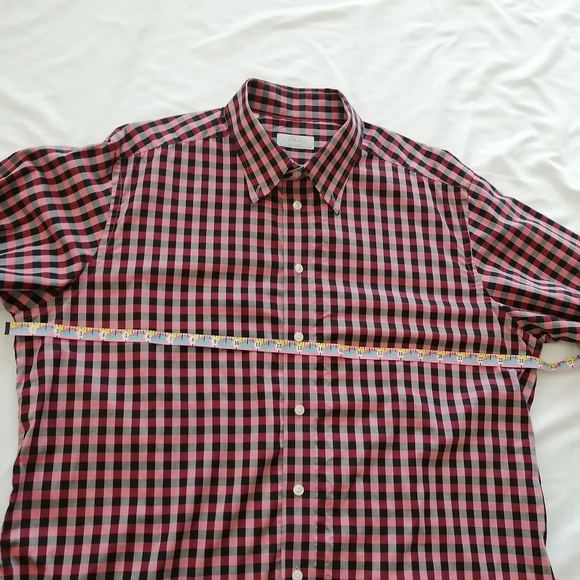 Eton Contemporary Fit Black And Raspberry Red Plaid Button Down Shirt 18 - Picture 13 of 15